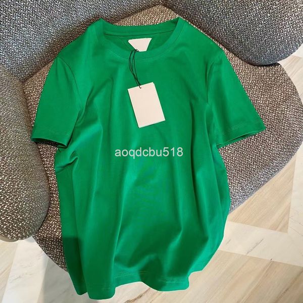 

women's t-shirt 22s spring and summer bv correct version letter small embroidery simple solid color fashion casual round neck short sle, White