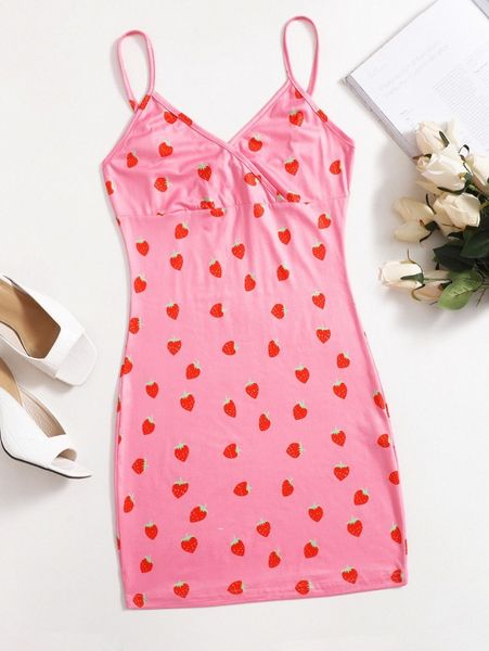 

wrap detail strawberry bodycon dress k9a6#, Black;gray