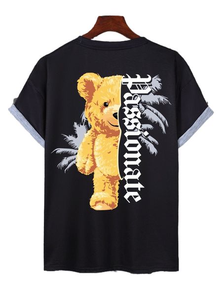 

men bear & letter graphic tee j9cy#, White;black