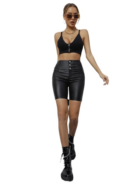 

button fly wide waistband denim shorts r62q#, White;black