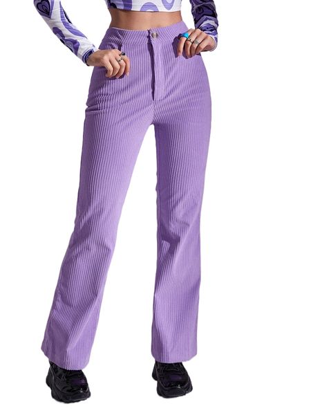 

zipper fly flap detail cord pants g76m#, Black;white