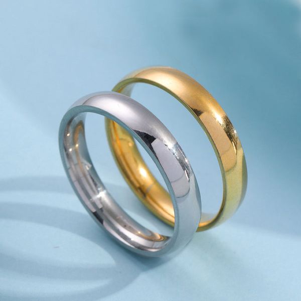 

4mm tatinum steel lovers ring for men women gold silver black couple wedding band rings fashion jewelry