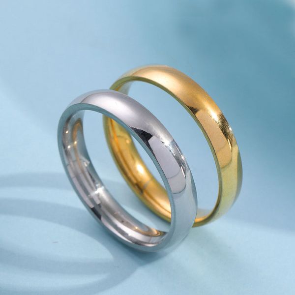 4MM Tatinum Steel Lovers Ring für Männer Frauen Gold Silber Schwarz Paar Ehering Ringe Modeschmuck