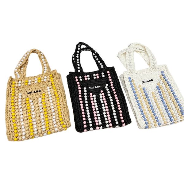 

designer raffia shoulder bedding bag tote women beach bags luxury handbags mesh breathing bags woven shopping summer straw microfiber embroi