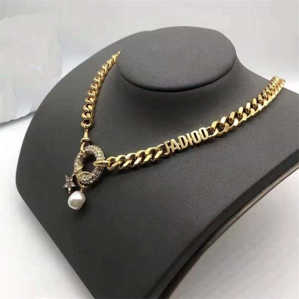

shop jewelry discounts letter diamond circle five pointed star pearl necklace 2022 brass neck chain, Silver