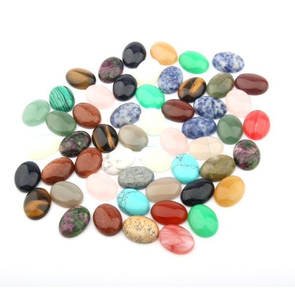 Natürliche ovale Edelstein-Cabochons mit flacher Rückseite, 25 x 18 mm, Heil-Chakra-Kristall, Steinperlen, Cab-Abdeckungen, kein Loch für die Schmuckherstellung, Amethyst-Türkis