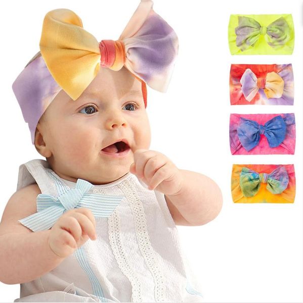 Baby Tie-Dye Headband Bow Bow Knot Cappello indiano Hally Capel Bands Turbante Cap Headwraps Elastico Bambini Bambini Ragazze Abbigliamento Accessori per capelli BD8009