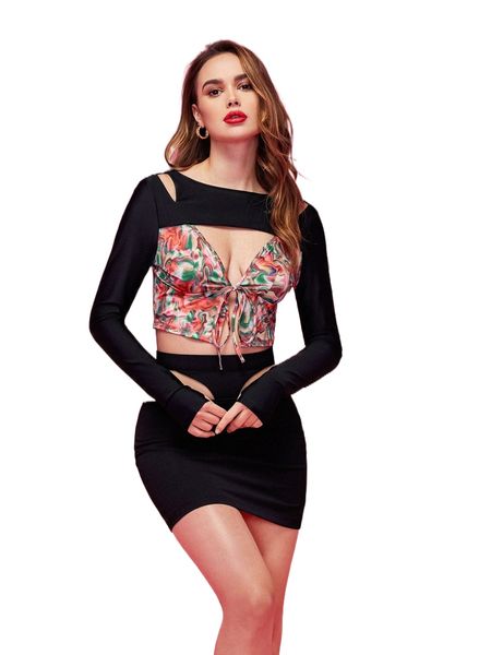 

x tainted love marble print knot front cut out 2 in 1 p96o#, White