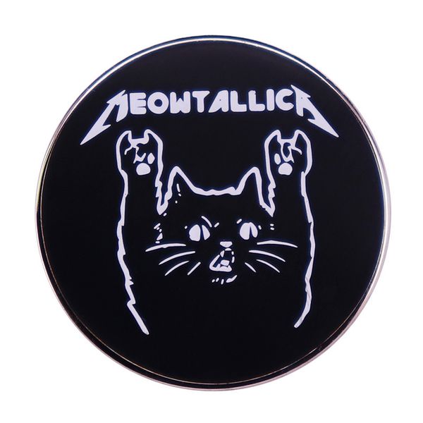

meow meow cat brooch retro rock music gothic brooch, Blue