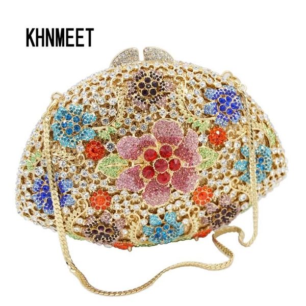 

flower women clutch bag fashion multicolor luxury crystal diamond evening clutch bag wedding bridal sc607 220616