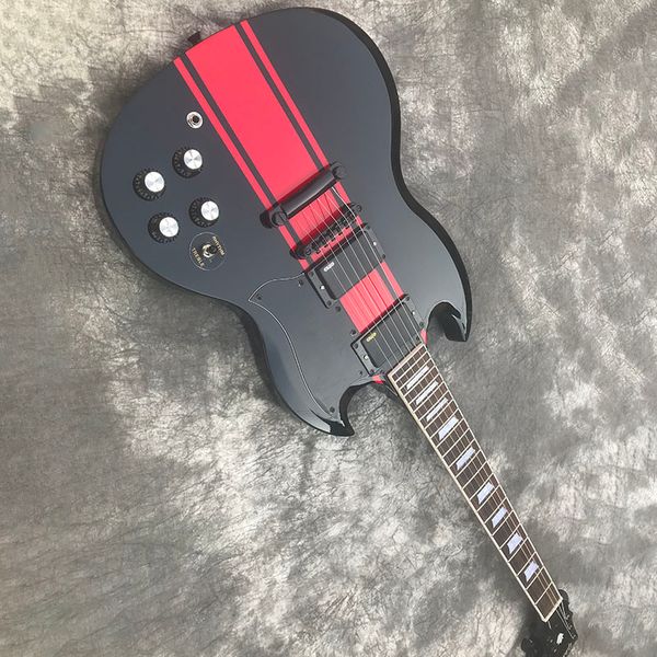 

electric guitar g s g style gold hardware mahogany body and neck 6 strings 2 pickups black red color