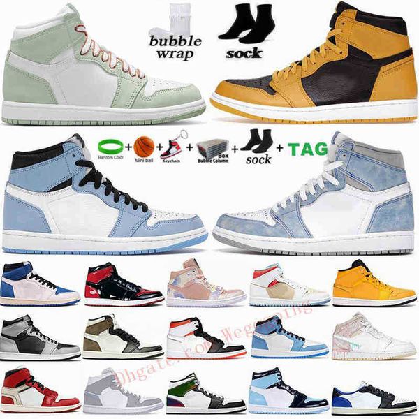 

jumpman 1 basketball shoes seafoam university blue hyper royal high og dark mocha mens sneakers 1s unc electro orange womens sports trainers, Black