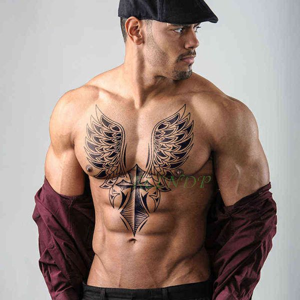 Nxy tatuagem temporária impermeável adesivo cross wing anjo inteiro volta grande tatto flash tatoo fake s para as mulheres men girl 0330