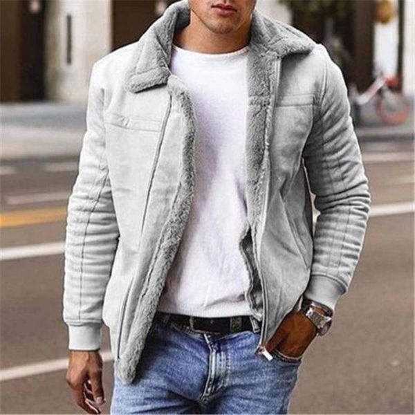 Herrenjacken Herbst Winter Herren Wildleder Leder Motorradjacke Männlich Dicke Warme Pelzkragen Biker Mäntel Winddicht Fleece OutwearMen's