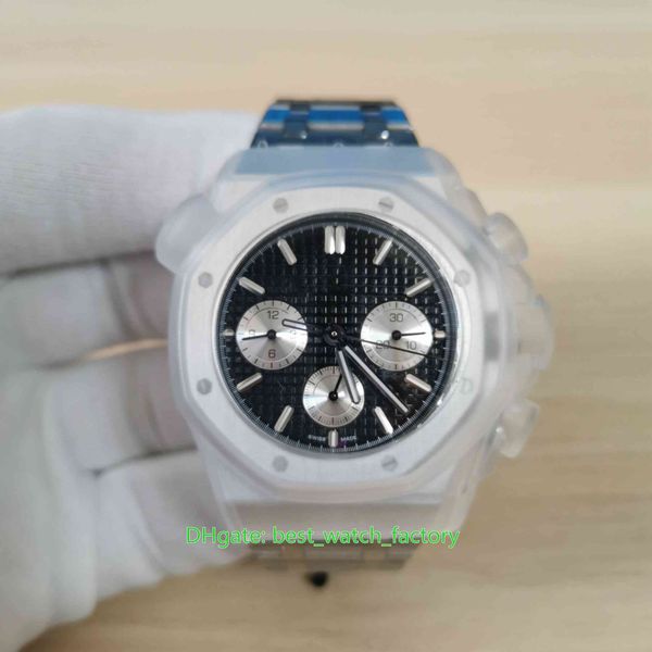 

selling watches 41mm chronograph series 26331 black sapphire glass eta 7750 movement mechanical automatic mens watch men's wristwatches, Slivery;brown