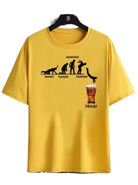 

men letter & drink print tee t0sp#, White;black