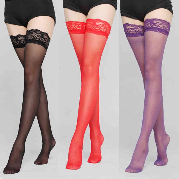 

1pair women's stocking sheer lace thigh high stockings nets for women female stockings black white red dropship t220808