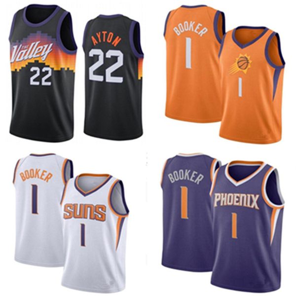 

21-22 fans phoenix's suns's devin 1 booker basketball jerseys 22 ayton 3 paul jersey ncaa 2021 mens youth kid edition city fans, Black