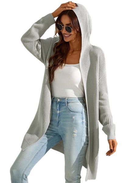 

drop shoulder hooded duster cardigan c0sb#, White;black