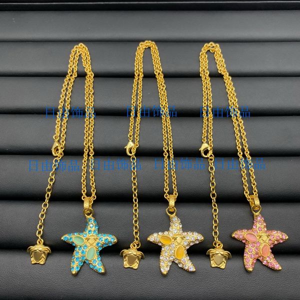 

new designed medusa head portrait colored diamonds starfish women necklace bracelet sea travel holiday style ladies baroque designer jewelry, Black