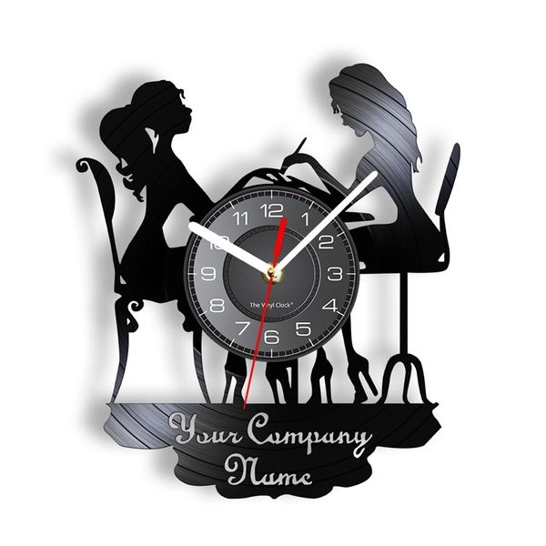 Custom Spa Business Sign Decor Nail Salon Personised Your Name Vinyl Record Wall Polish Fashion Art Clock 220615