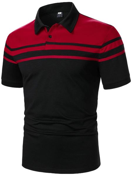 

men two tone stripe tape polo shirt v5za#, White;black