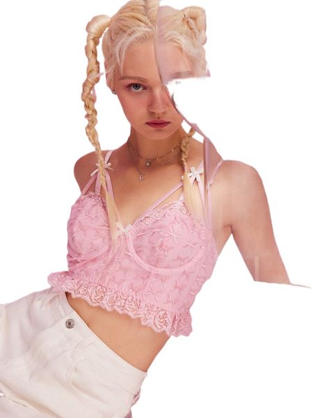 

romwe starsalign pisces contrast lace embroidery schiffy cami u92i#, White