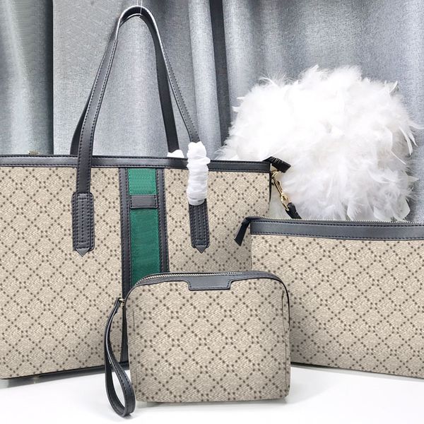 

three piece set bag tote women shoulder cross body bags old flower sunlight totes genuine leathers handbag purse large capacity fashion lett