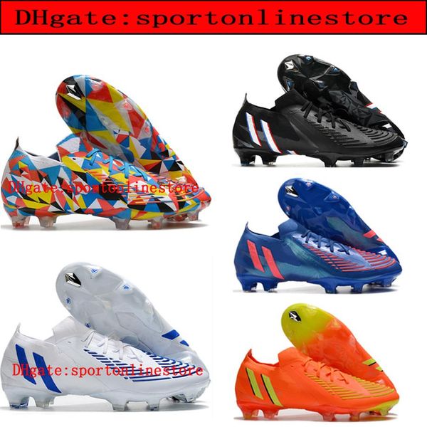 

mens soccer boots predator edge 1 low fg outdoor shoes scarpe calcio geometric men crampons de football cleats firm gr307k, Black