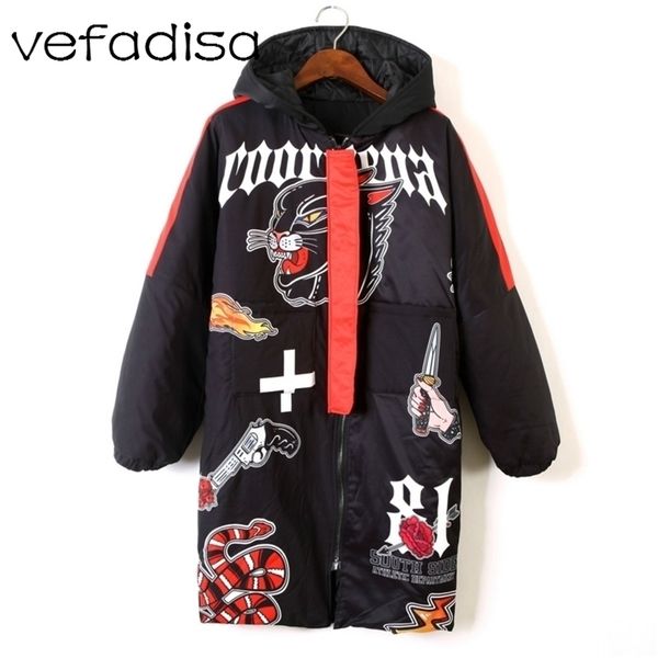 

vefadisa 5 style women cartoon printing coat women black thick hooded winter parka women cotton overcoat sport cuasel dq632 201127