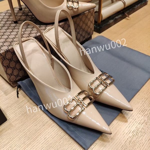 

2022 dress shoes for womens embellished sandals pumps luxury designer pointed toes high heeled sandal size35-41, Black