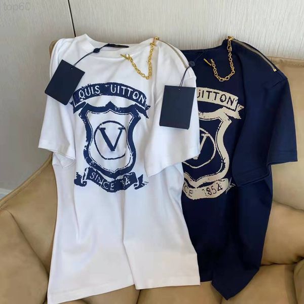 

women's t-shirt designer 2022 spring and summer new correct version women's round neck t-shirt zipper star same loose tflq, White