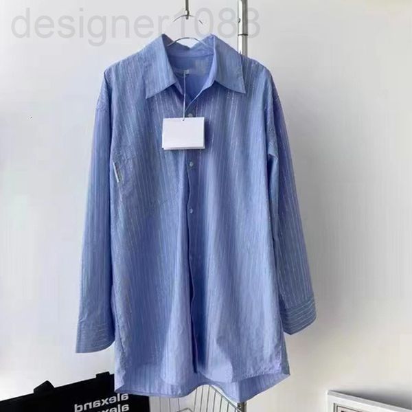 

women's blouses & shirts designer []aw king fashion street spring and summer commuting stripe vertical diamond long sleeve women's, White