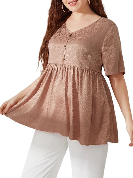 

plus jacquard peplum satin blouse w1jq#, Black