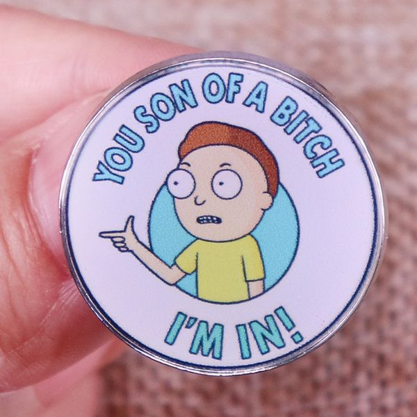 

rick and modi brooch funny personality badges gifts versatile shirts backpacks daily wear, Blue