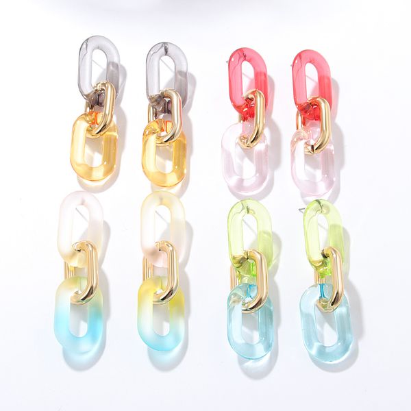 Moda de lustre de lustre transparente colorido de cor junta de articulada Brincos de queda para mulheres Personalidade Novo declaração Big Earings