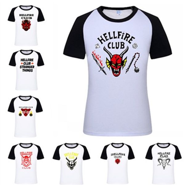 

hellfire hawkins tv 80s nostalgia retro d&d t-shirt stranger things hellfire club shirt men women hip hop fashion casual short sleeve 2022, White