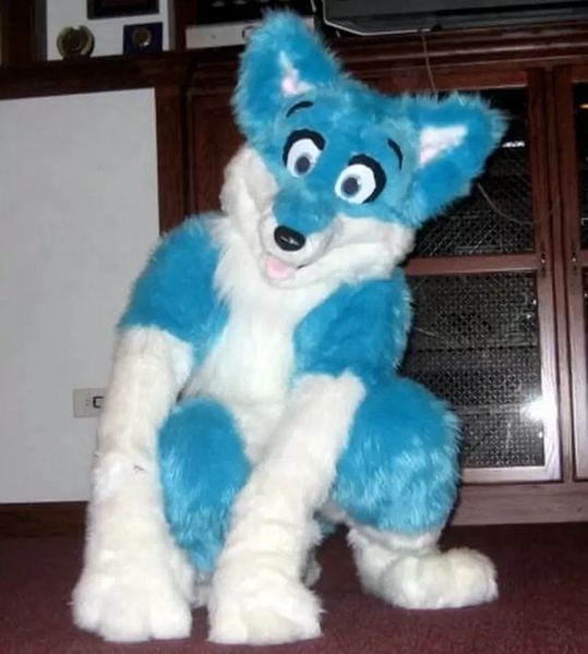 

performance long hair husky fox mascot costumes halloween christmas animal cartoon character outfits suit advertising carnival adults outfit, Red;yellow