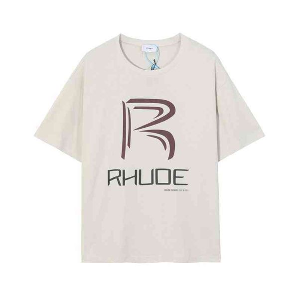 

spring summer fashion t shirts rhude correct 22ss title plaid flag printed short sleeve tee men's and women's high street hip hop, White;black