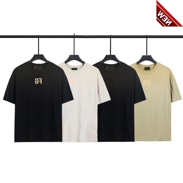 

feapr of god essentials fog plush embossing fg short sleeve t-shirt loose men's and women's lovers, White;black