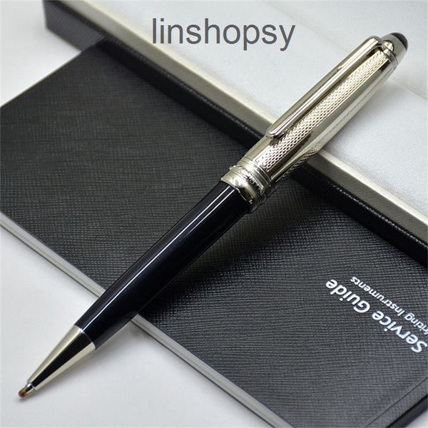 

msk-163 ballpoint pen black resin and silver metal cap stationery office school supplies writing smooth ball pens with serial, Blue;orange