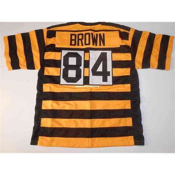 

retro custom sewn stitched #84 antonio bumblebee mitchell & ness jersey men's football jerseys rugby, Black;blue