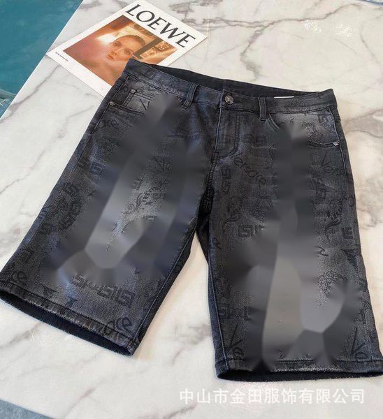 

men's shorts [2021 new style in spring and summer] fan jia v all over print gray black new fabric ice feeling casual denim shorts, White;black