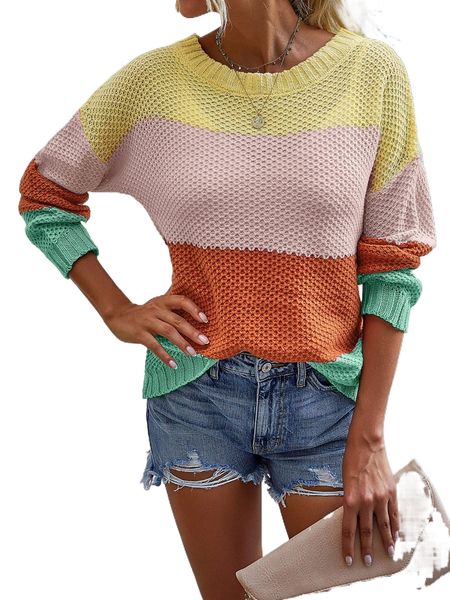 

color block drop shoulder sweater p4zw#, White;black