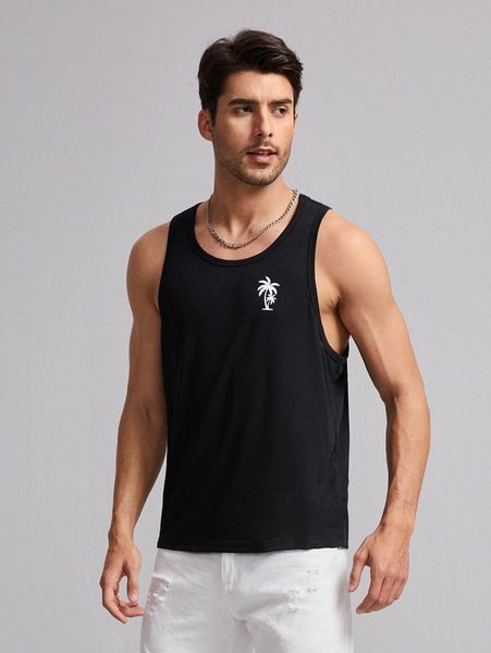 

men coconut tree tank o1ka#, White;black