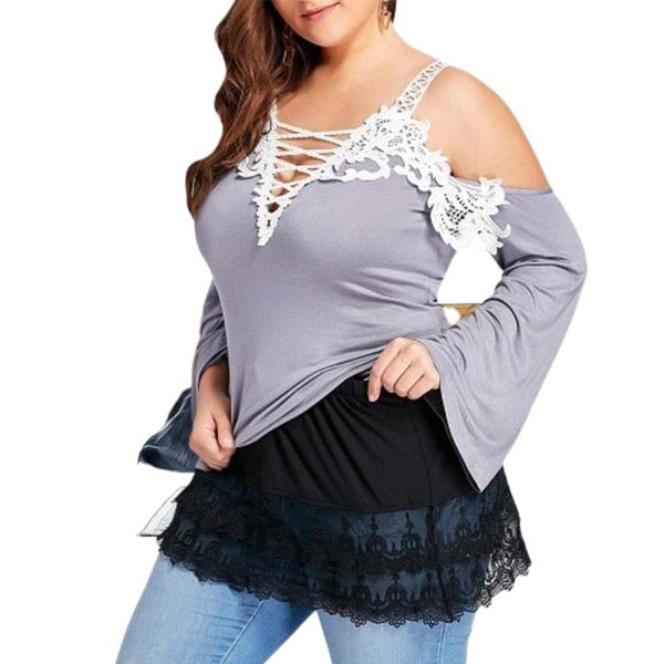 

skirts women lace trim hollow out shirt blouse fake hem mini skirt safety underskirt l7tb#, Black