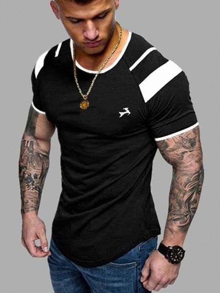 

men contrast panel raglan sleeve tee j7qp#, White;black