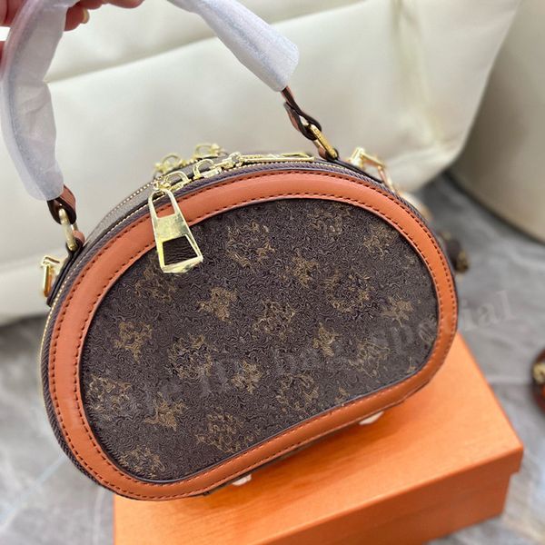 

new womens half round bag fashion print two long straps detachable adjustable handbag comes with lipstick bag versatile khaki brown