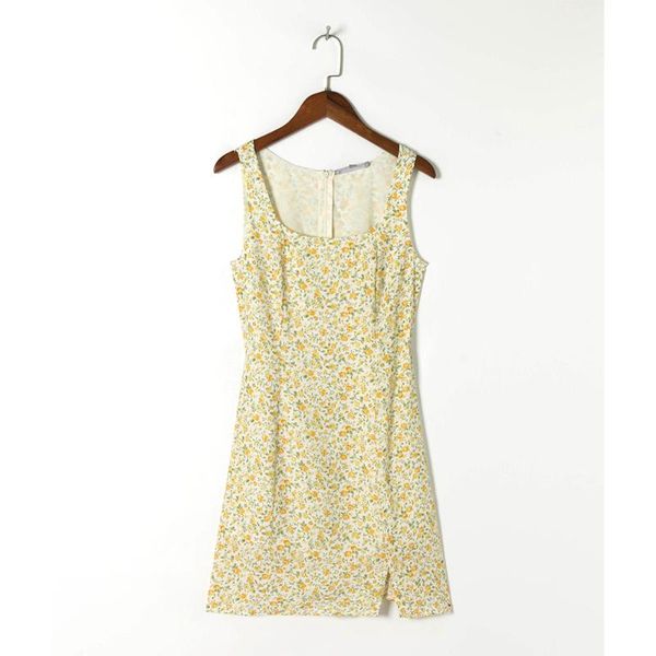 

casual dresses summer dress 2022 beach vacation floral print mini scoop neck sleeveless tank side slit bodycon women clothing, Black;gray