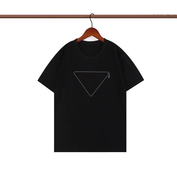

summer mens t shirt designers letter print clothing triangle badge black white fashion tees short sleeve womens casual hip hop streetwear t, White;black